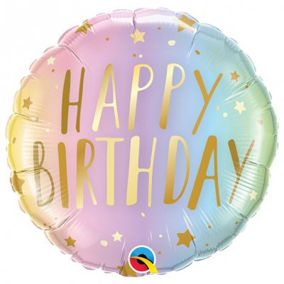 Folieballong - Pastel Ombre - Happy Birthday