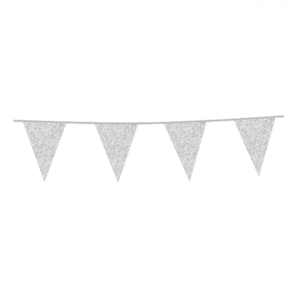 Vimpelgirlang Silver Metallic 10 meter - Vimplar, Hängande dekorationer