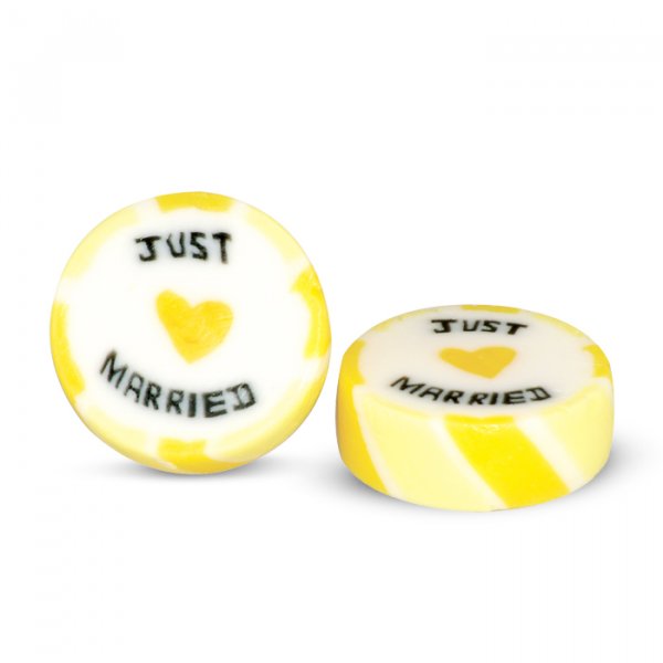 Karameller - Just Married - Gul - Ca 50 st