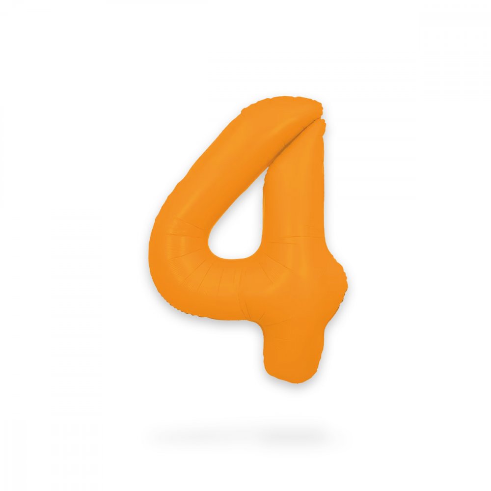 Ballongsiffra - Neon Orange - 86 cm - Siffra: 4 - Sifferballonger, Ballonger