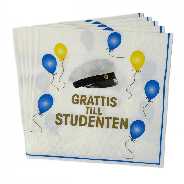 Servetter - Ballonger - Grattis till studentexamen - 16-pack Servetter - Ballonger - Grattis till studentexamen - 16-pack
