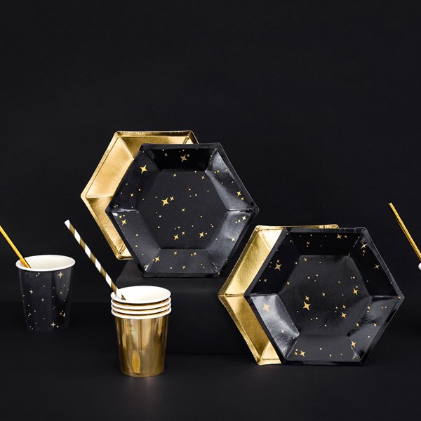 Desserttallrikar - Sparkle - Svart/Guld - 6-pack Desserttallrikar - Sparkle - Svart/Guld - 6-pack