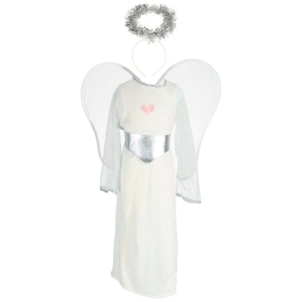 Änglakostym Barn M 110-120 cm Vit med Silverdetaljer - Maskeraddräkt Änglakostym Barn M 110-120 cm Vit med Silverdetaljer - Maskeraddräkt