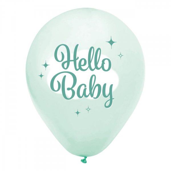 Ballonger Hello Baby mintgr�na 8-pack