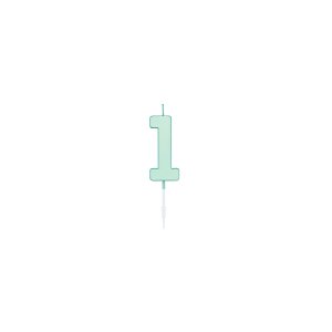 T�rtljus - Pastell Mint - Siffra 1 - 4,5 cm