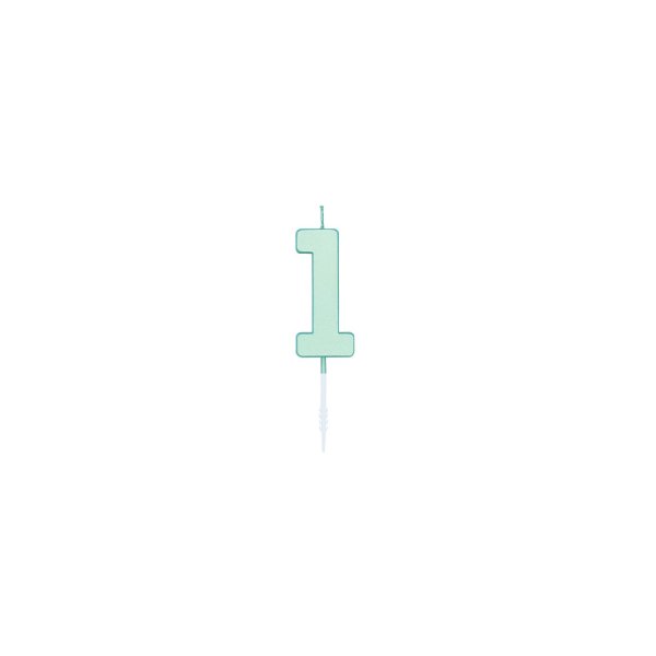 Tårtljus - Pastell Mint - Siffra 1 - 4,5 cm Tårtljus - Pastell Mint - Siffra 1 - 4,5 cm