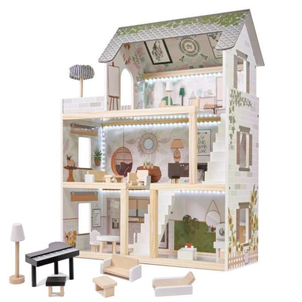 Docksk�p LULILO FLORO boho med LED-belysning 78 cm Tr�