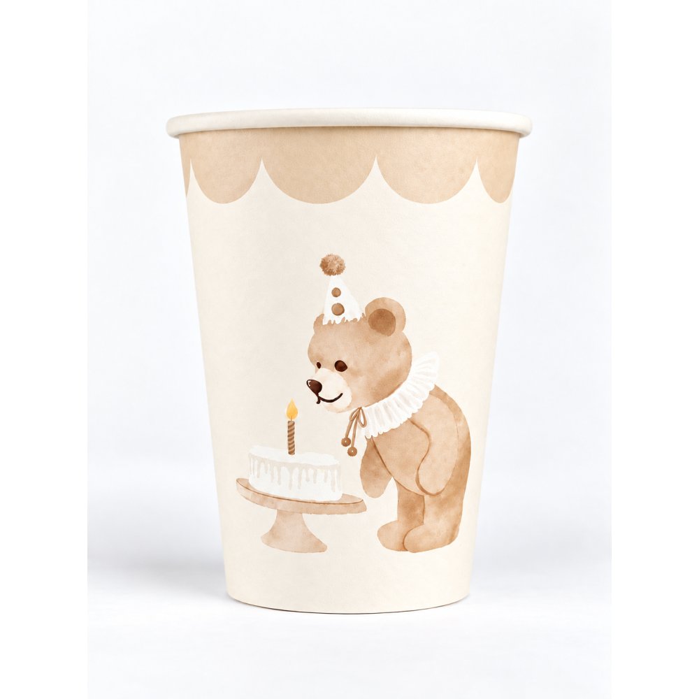 Pappmuggar - Birthday Bear - Lavenders Blue - 8-pack - Pappmuggar till kalas