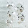 Konfettiballonger - Silverstjrnor - 5-pack