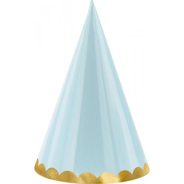 Partyhattar - Pastellmix med guldkant - 6-pack