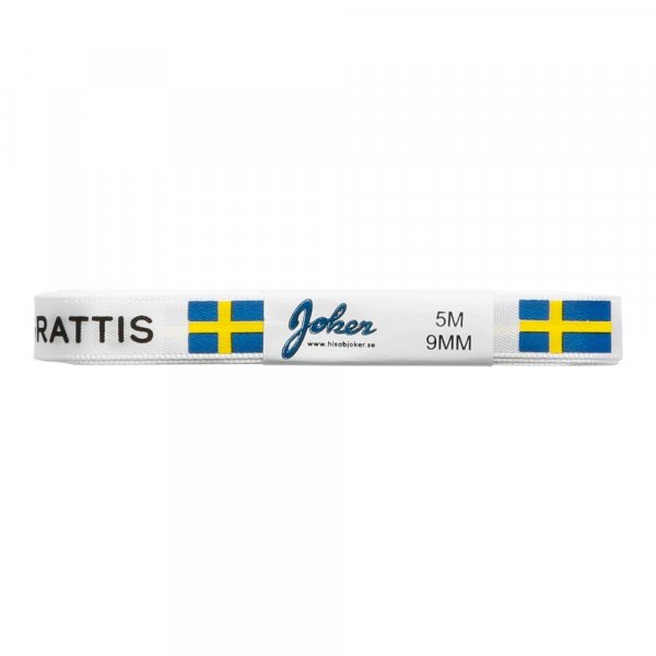 Sidenband - Sverige - Vitt med svenska flaggan - 5m