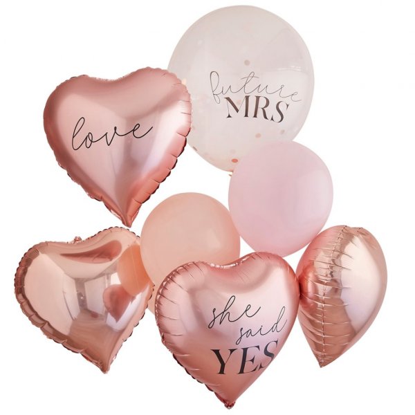 Ballongbukett - She said yes - Blush hen - 9-pack