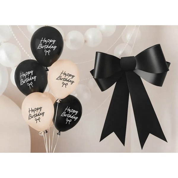 Ballonger - Happy Birthday - Beige/Svart - 50-pack
