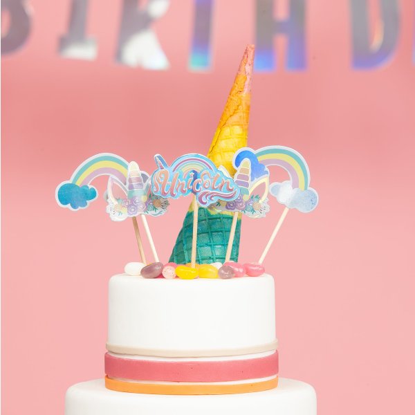 T�rtdekorationer - Unicorn - 5 pack