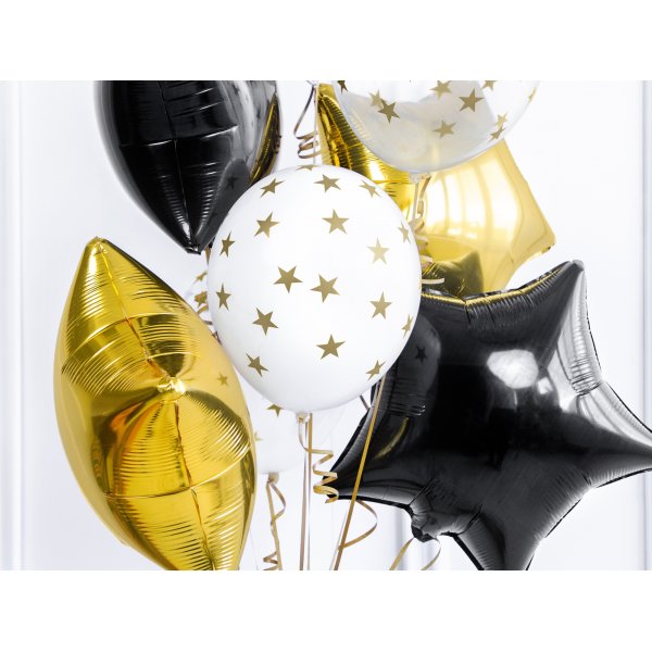 Ballonger - Vita med guldstjrnor - 6 st