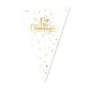 Flaggirlang - Pop the Champagne - Vit - 20x30 cm flaggor - 10 m