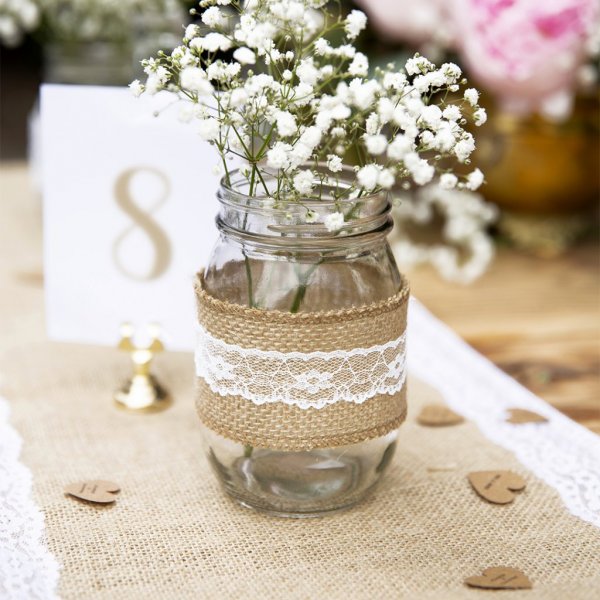 Bordslöpare - Jute med spetskant Bordslöpare - Jute med spetskant