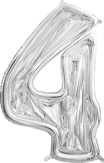 Sifferram till ballong – Silver – 126 cm – Siffra: 4 – Ballong ramar, Ballonger
