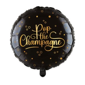 Folieballong - Pop the Champagne - Svart - 46 cm
