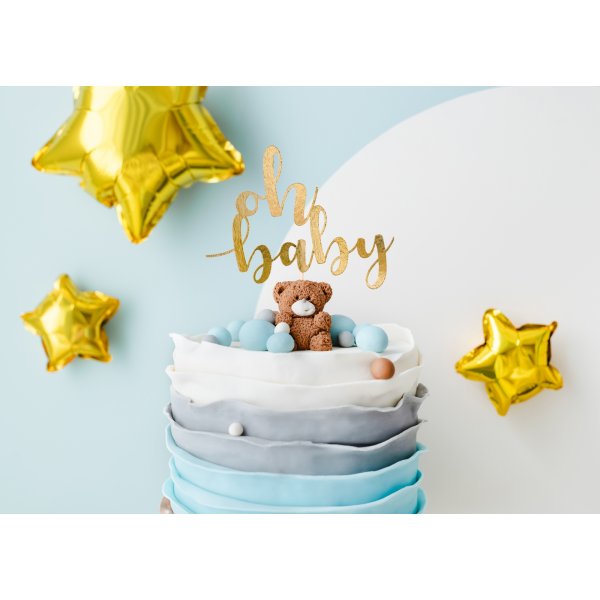 Cake topper - 25 cm - Oh Baby - Guld