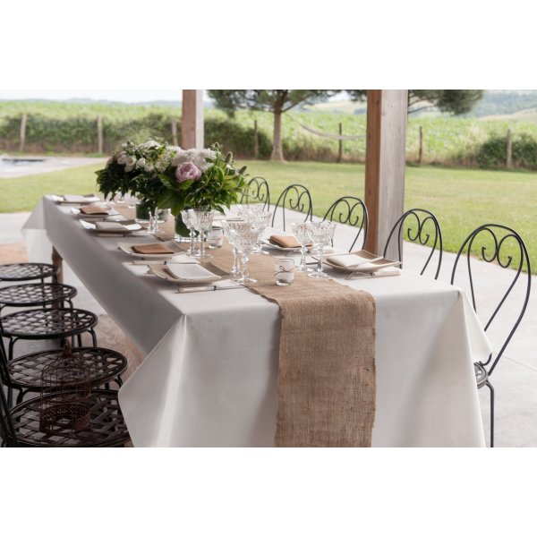 Bordsduk i tygimitation - Vit - 10 m