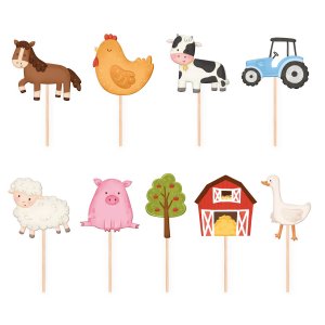 Cake Picks - Bondg�rd - 9-pack