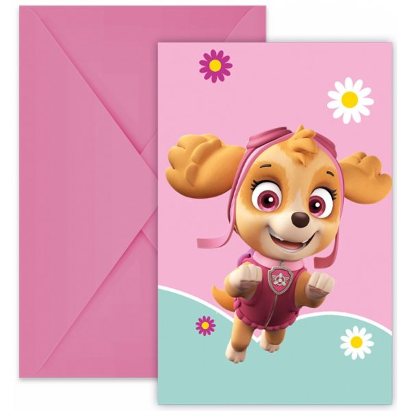Inbjudningskort med kuvert - Paw Patrol - Skye & Everst - 6 st