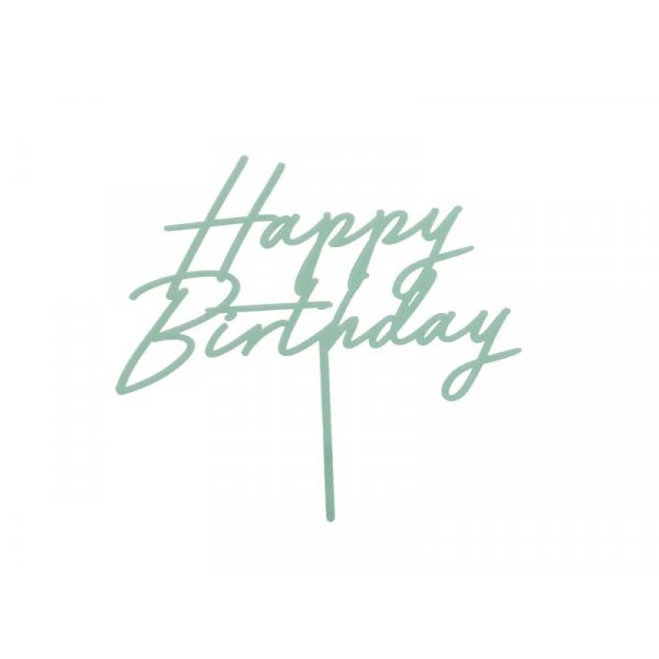 Cake Topper - Happy Birthday - Akryl - Sage