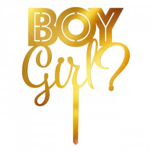 T�rtdekoration - Gender Reveal - Guld akryl