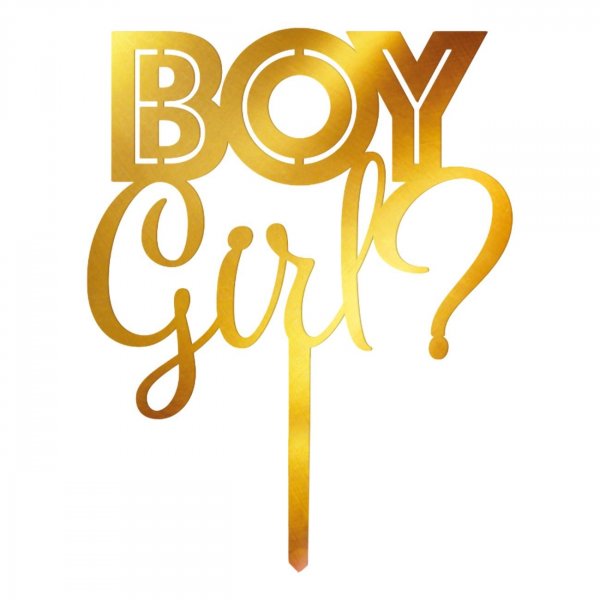 T�rtdekoration - Gender Reveal - Guld akryl