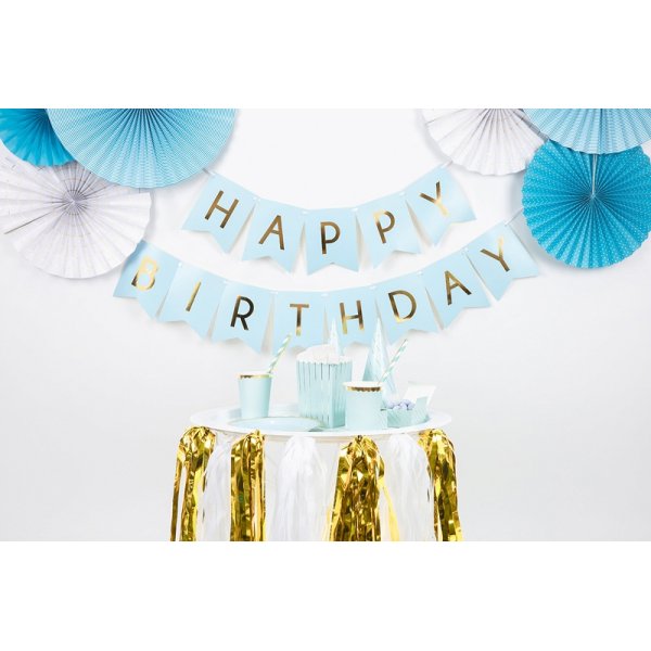 Vimpel - Happy Birthday - Blå/Guld Vimpel - Happy Birthday - Blå/Guld