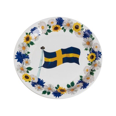 Desserttallrikar - Blommor/Svenska flaggan - 8-pack