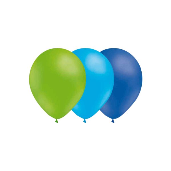 Ballonger - Mix - Limegr�n/Ljusbl�/Bl� - 15-pack