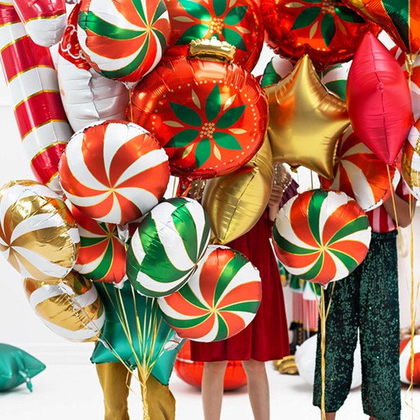 Folieballong - Candy Swirl - Christmas Mix Folieballong - Candy Swirl - Christmas Mix