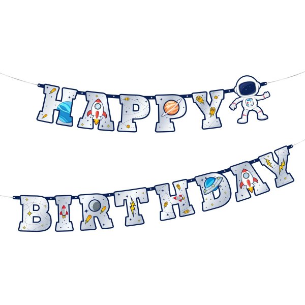 Girlang - Happy Birthday - Space Cosmos - 220 cm