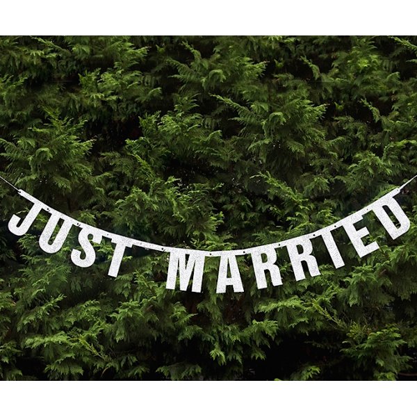Vimpel - Just Married - Silverglitter