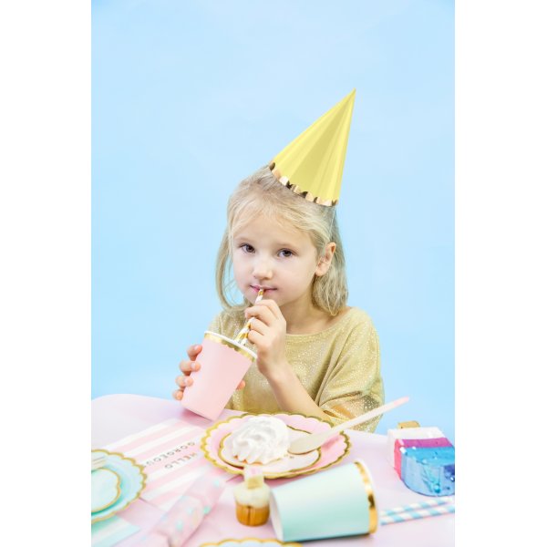 Partyhattar - Pastellmix med guldkant - 6-pack