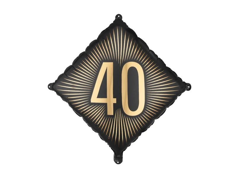 Folieballong – Kvadrat – Svart/Guld – 40 – 18-årsfest