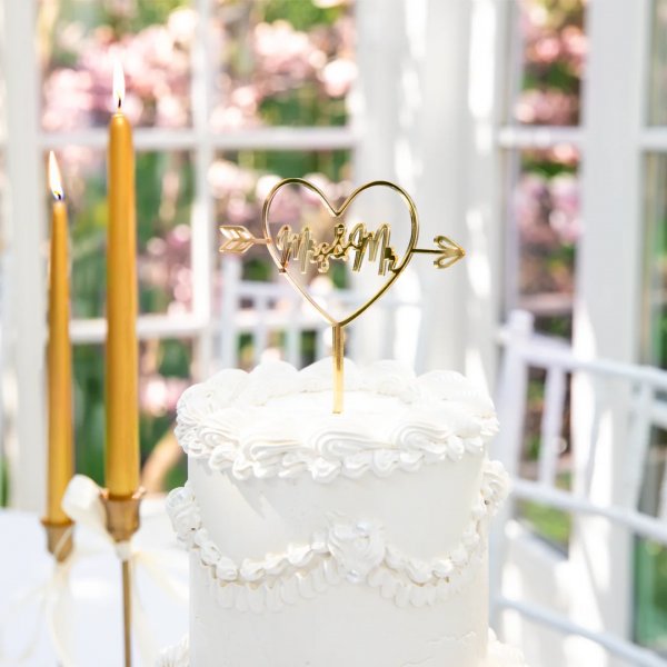Cake Topper - Mr & Mrs - Hjärta - Guld Cake Topper - Mr & Mrs - Hjärta - Guld