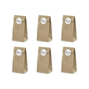 Papperspåsar Bruna 6-pack med etikett