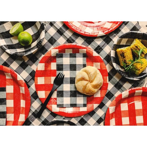Servetter - Svartrutiga - 33x40 cm - 20-pack