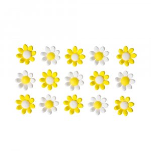 Sockerdekorationer - Blommor - 2,4 cm - Vita/Gula - 15 st Sockerdekorationer - Blommor - 2,4 cm - Vita/Gula - 15 st