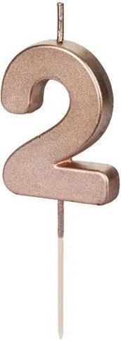 Sifferljus – Roséguld – 2 – Tårtljus, Tårtdekorationer till kalas