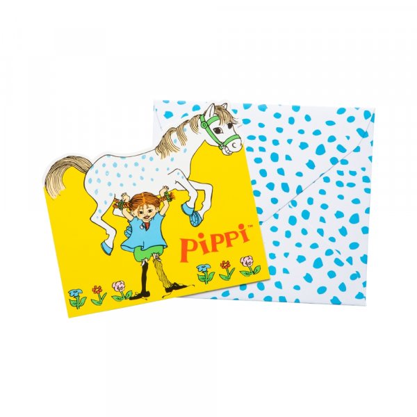 Inbjudningskort Pippi L�ngstrump, 8-pack