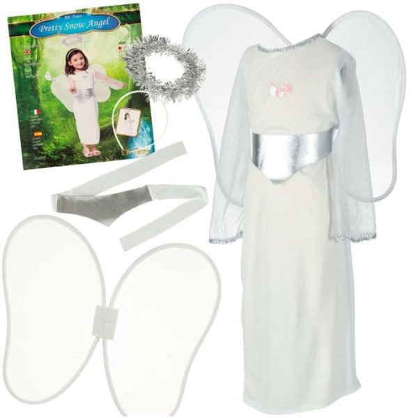 Änglakostym Barn M 110-120 cm Vit med Silverdetaljer - Maskeraddräkt Änglakostym Barn M 110-120 cm Vit med Silverdetaljer - Maskeraddräkt