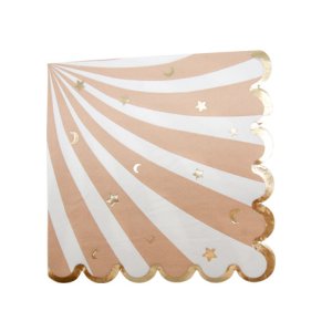 Servetter - Baby shower - Brun med gulddetaljer - 16-pack