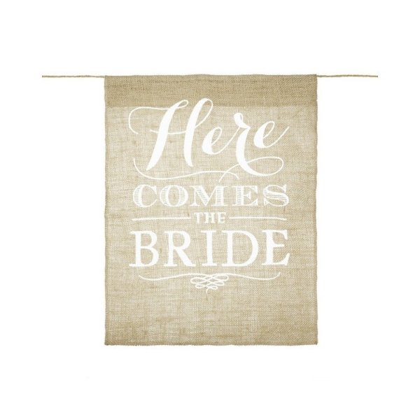 Juteflagga \\\"Here comes the bride\\\"