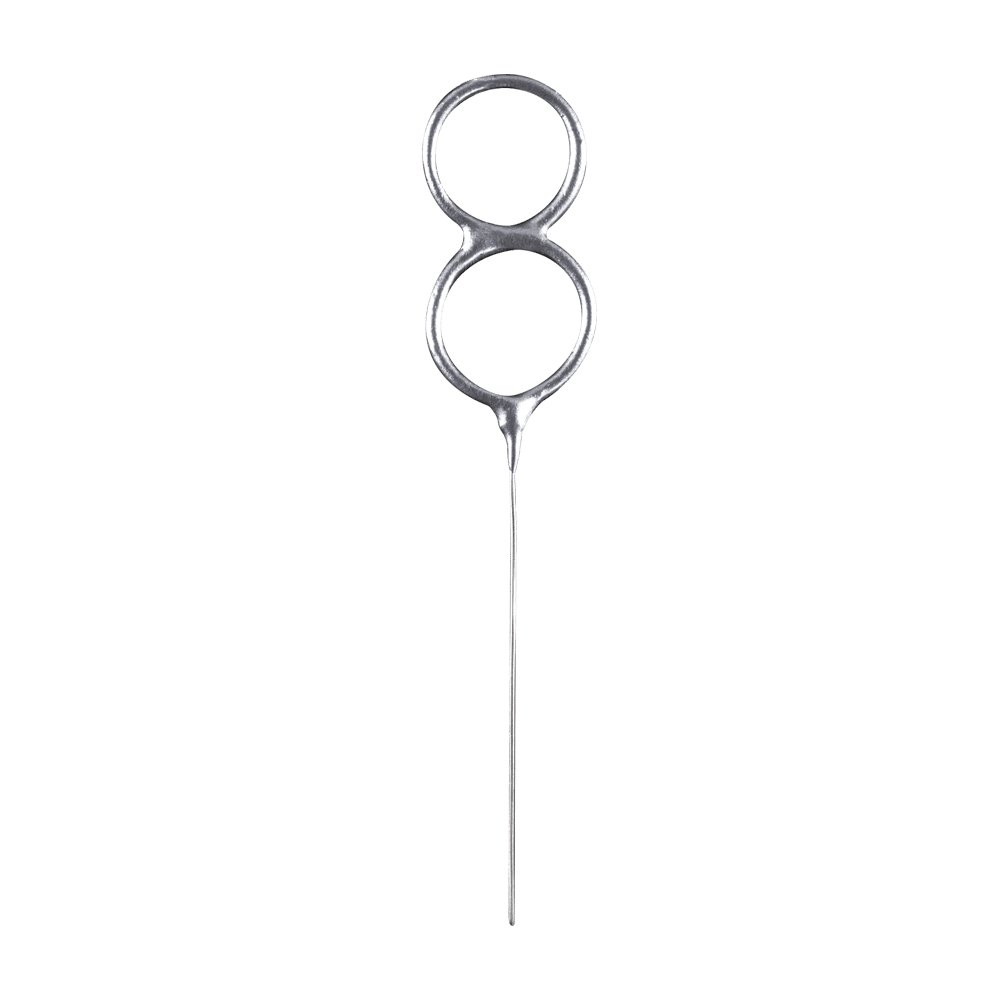 Tomtebloss - Siffra - Silver - Siffra: 8 - Tomtebloss & Isfacklor, Cake Toppers