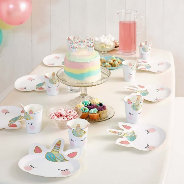 Papptallrikar - Unicorn face - 8-pack