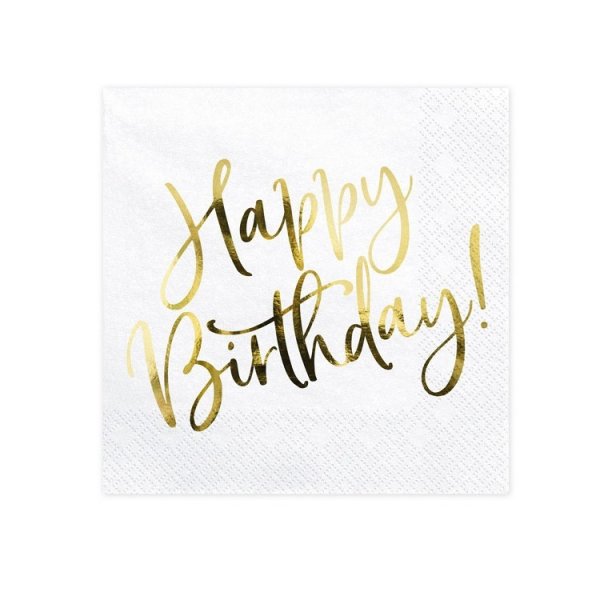 Servetter Happy Birthday Guld